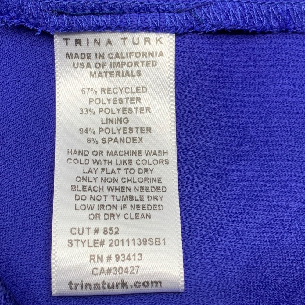 Trina Turk Women's Danise 3/4 Puff Balloon Sleeve V-Neck Blouse Royal Blue Sz XS - Picture 9 of 10